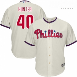 Mens Majestic Philadelphia Phillies 40 Tommy Hunter Replica Cream Alternate Cool Base MLB Jersey 