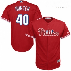 Mens Majestic Philadelphia Phillies 40 Tommy Hunter Replica Red Alternate Cool Base MLB Jersey 