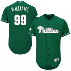 Mens Majestic Philadelphia Phillies 99 Mitch Williams Green Celtic Flexbase Authentic Collection MLB Jersey