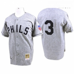 Mens Mitchell and Ness 1942 Philadelphia Phillies 3 Chuck Klein Authentic Grey Throwback MLB Jersey