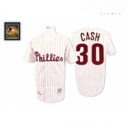 Mens Mitchell and Ness Philadelphia Phillies 30 Dave Cash Authentic WhiteRed Strip Throwback MLB Jersey