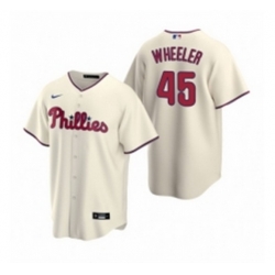 Mens Nike Philadelphia Phillies 45 Zack Wheeler Cream Alternate Stitched Baseball Jersey