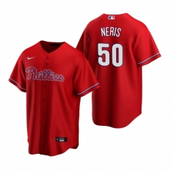 Mens Nike Philadelphia Phillies 50 Hector Neris Red Alternate Stitched Baseball Jersey