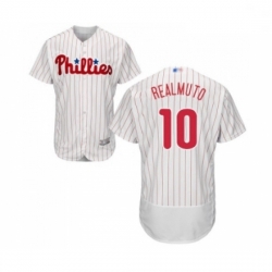 Mens Philadelphia Phillies 10 J T Realmuto White Home Flex Base Authentic Collection Baseball Jersey