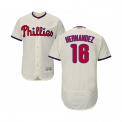 Mens Philadelphia Phillies 16 Cesar Hernandez Cream Alternate Flex Base Authentic Collection MLB Jersey