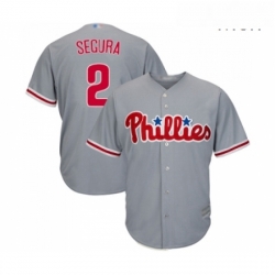 Mens Philadelphia Phillies 2 Jean Segura Replica Grey Road Cool Base Baseball Jersey 