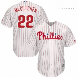 Mens Philadelphia Phillies 22 Andrew McCutchen Majestic White Scarlet Official Cool Base Player Jersey 