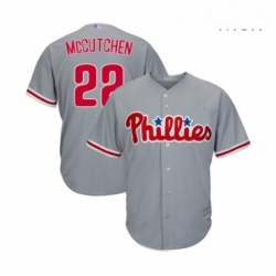 Mens Philadelphia Phillies 22 Andrew McCutchen Replica Grey Road Cool Base Baseball Jersey 