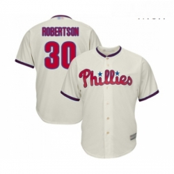 Mens Philadelphia Phillies 30 David Robertson Replica Cream Alternate Cool Base Baseball Jersey 