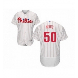 Mens Philadelphia Phillies 50 Hector Neris White Home Flex Base Authentic Collection Baseball Jersey