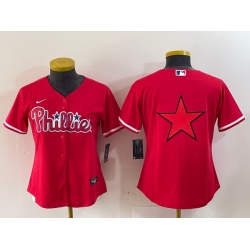 Women Philadelphia Phillies Red Big Logo Stitched Baseball Jersey