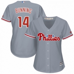 Womens Majestic Philadelphia Phillies 14 Jim Bunning Authentic Grey Road Cool Base MLB Jersey 