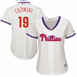 Womens Majestic Philadelphia Phillies 19 Greg Luzinski Authentic Cream Alternate Cool Base MLB Jersey