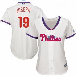 Womens Majestic Philadelphia Phillies 19 Tommy Joseph Authentic Cream Alternate Cool Base MLB Jersey 