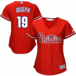 Womens Majestic Philadelphia Phillies 19 Tommy Joseph Authentic Red Alternate Cool Base MLB Jersey 