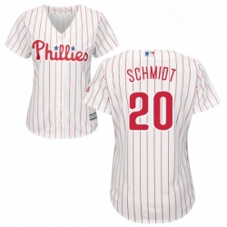 Womens Majestic Philadelphia Phillies 20 Mike Schmidt Replica WhiteRed Strip Home Cool Base MLB Jersey