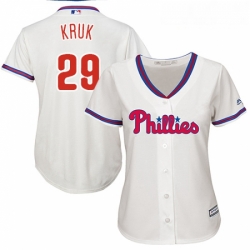 Womens Majestic Philadelphia Phillies 29 John Kruk Authentic Cream Alternate Cool Base MLB Jersey