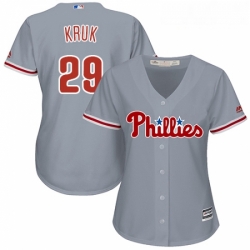 Womens Majestic Philadelphia Phillies 29 John Kruk Authentic Grey Road Cool Base MLB Jersey