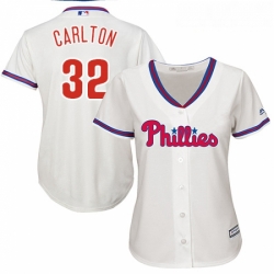 Womens Majestic Philadelphia Phillies 32 Steve Carlton Authentic Cream Alternate Cool Base MLB Jersey