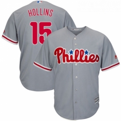 Youth Majestic Philadelphia Phillies 15 Dave Hollins Authentic Grey Road Cool Base MLB Jersey