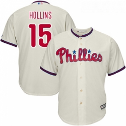 Youth Majestic Philadelphia Phillies 15 Dave Hollins Replica Cream Alternate Cool Base MLB Jersey