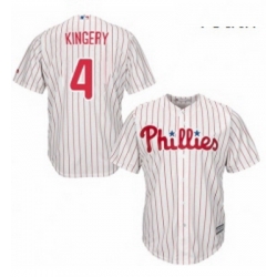 Youth Majestic Philadelphia Phillies 4 Scott Kingery Replica WhiteRed Strip Home Cool Base MLB Jersey 