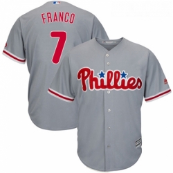 Youth Majestic Philadelphia Phillies 7 Maikel Franco Replica Grey Road Cool Base MLB Jersey