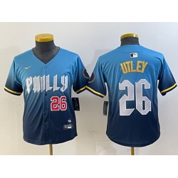 Youth Philadelphia Phillies 26 Chase Utley Blue 2024 City Connect Limited Stitched