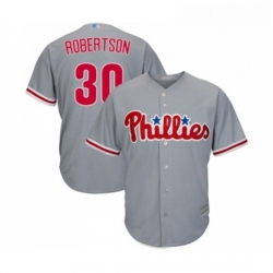 Youth Philadelphia Phillies 30 David Robertson Replica Grey Road Cool Base Baseball Jersey 