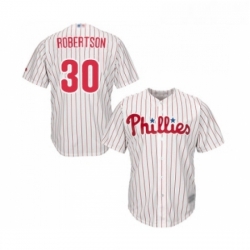 Youth Philadelphia Phillies 30 David Robertson Replica White Red Strip Home Cool Base Baseball Jersey 