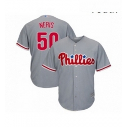 Youth Philadelphia Phillies 50 Hector Neris Replica Grey Road Cool Base Baseball Jersey 