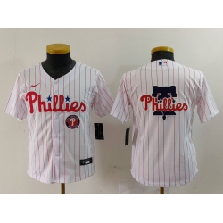 Youth Philadelphia Phillies Team Big Logo White Cool Base Stitched Baseball Jersey 4