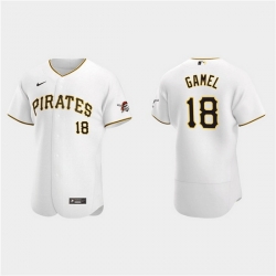 Men Pittsburgh Pirates 18 Ben Gamel White Flex Base Stitched Jerse