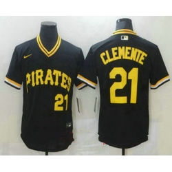 Men Pittsburgh Pirates 21 Roberto Clemente Black Mesh Batting Practice Throwback Nike Jersey