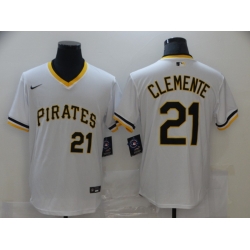 Men Pittsburgh Pirates Roberto Clemente 21 White Mesh Batting Practice Throwback Pullover Nike Jersey