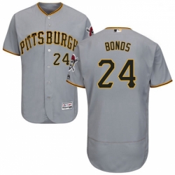 Mens Majestic Pittsburgh Pirates 24 Barry Bonds Grey Road Flex Base Authentic Collection MLB Jersey