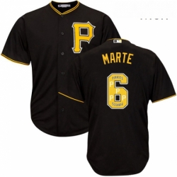 Mens Majestic Pittsburgh Pirates 6 Starling Marte Authentic Black Team Logo Fashion Cool Base MLB Jersey