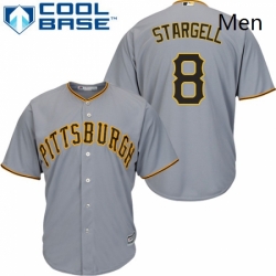 Mens Majestic Pittsburgh Pirates 8 Willie Stargell Replica Grey Road Cool Base MLB Jersey