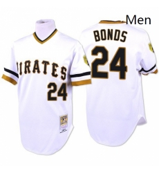 Mens Mitchell and Ness Pittsburgh Pirates 24 Barry Bonds Replica White Throwback MLB Jersey