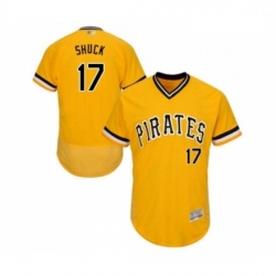 Mens Pittsburgh Pirates 17 JB Shuck Gold Alternate Flex Base Authentic Collection Baseball Jersey