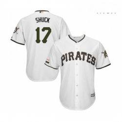 Mens Pittsburgh Pirates 17 JB Shuck Replica White Alternate Cool Base Baseball Jersey 