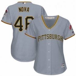 Womens Majestic Pittsburgh Pirates 46 Ivan Nova Authentic Grey Road Cool Base MLB Jersey 