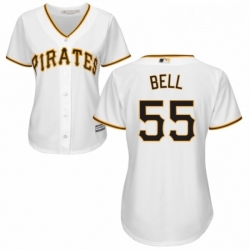 Womens Majestic Pittsburgh Pirates 55 Josh Bell Replica White Home Cool Base MLB Jersey 