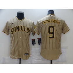 Men Nike San Diego Padres 9 CRONENWORTH Brown Stitichen Authentic Alternate Player Jersey