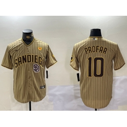 Men San Diego Padres 10 Jurickson Profar Tan Cool Base Stitched Baseball Jersey 2