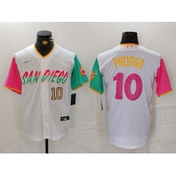 Men San Diego Padres 10 Jurickson Profar White City Connect Cool Base Stitched Baseball Jersey 3