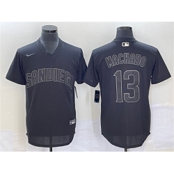 Men San Diego Padres 13 Manny Machado Black Cool Base Stitched Jersey