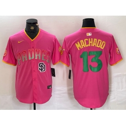 Men San Diego Padres 13 Manny Machado Pink Cool Base Stitched Baseball Jersey 4