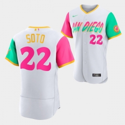 Men San Diego Padres 22 Juan Soto 2022 White City Connect Flex Base Stitched Baseball Jersey