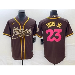 Men San Diego Padres 23 Fernando Tatis Jr  Brown Cool Base Stitched Baseball Jersey